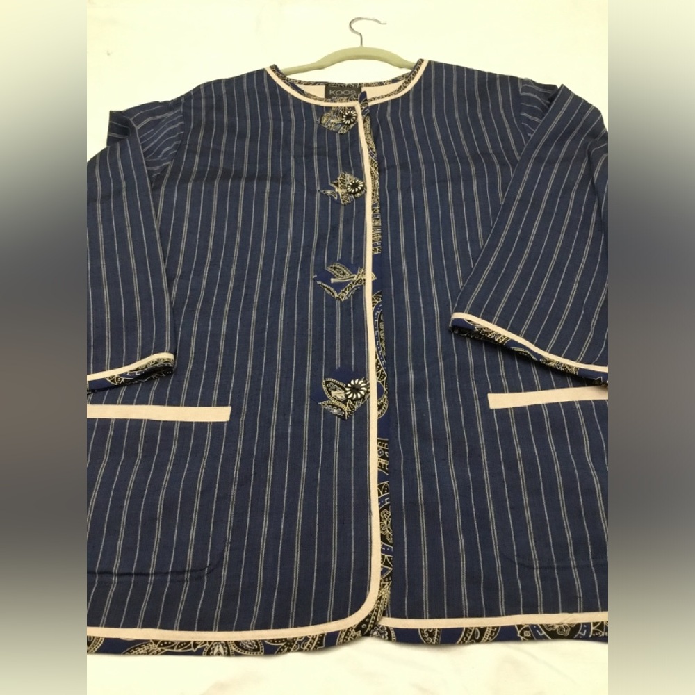 Navy Striped Jacket with Gold Accents - Picture 14 of 14